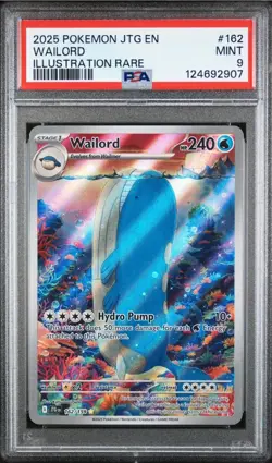 2025 Pokemon JTG EN WAILORD 162/159 HOLO ILLUSTRATION RARE MINT PSA 9 - Image 1