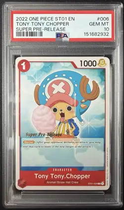 2022 ONE PIECE SUPER PRE RELEASE ST01-006 TONY TONY CHOPPER - PSA 10 - Image 1