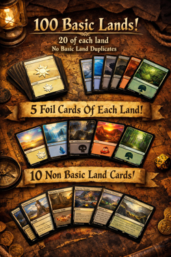 Magic: the Gathering Basic Lands 100 card lot + 5 Foils + 10 Non Basic Lands - Image 1