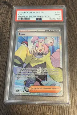 Pokemon Iono Premium Tournament Collection Promo Card SVP124 PSA Mint 9 - Image 1