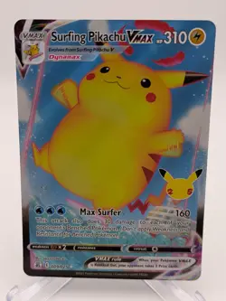 💥 HOLO Surfing Pikachu VMAX 009/025 NM / M - Pokemon 25th Celebrations Card - Image 1