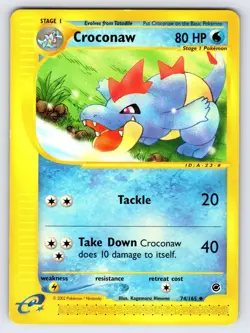 Croconaw 74/165 2002 Expedition Pokemon Card TCG WOTC Vintage Uncommon - Mp - Image 1