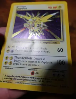 Zapdos 16/102 Holo Base Set Unlimited Holographic Rare Pokemon Card DMG - Dent - Image 5