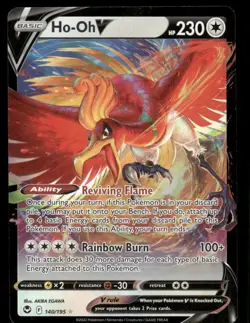 Pokemon Cards Ho-Oh V 140/195 Silver Tempest Holo V Rare NM - Image 1