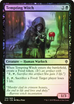 MTG FOIL Tempting Witch - Throne of Eldraine #108 - Image 1