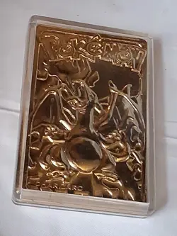 Pokemon Charizard Gold Metal Card 1999 Nintendo China Heavy Gold Plated $25 F/Sp - Image 2
