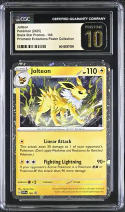 CGC Pristine 10 Jolteon Holo Promo Prismatic Evolutions Poster 2025 Pokemon #169 - Image 1