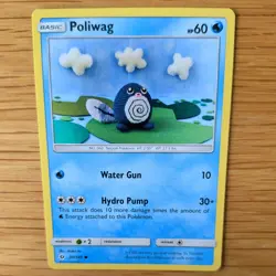 POLIWAG 30/149 POKEMON CARD (SUN AND MOON SET) ASAKO ITO CROCHET - Image 1
