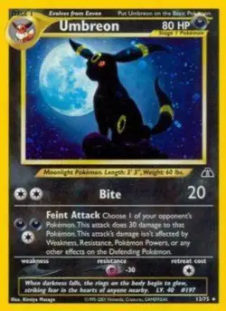 Umbreon - 13/75 - Holo Rare - Unlimited Edition DMG, English Pokemon Neo Discove - Image 1