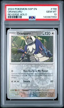 2024 POKEMON SSP EN-SURGING SPARKS REVERSE HOLO #156 ORANGURU PSA 10 - Image 1