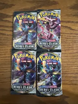 Pokemon Sword & Shield Rebel Clash Lot of 4 Packs Sealed 2020 - Image 1