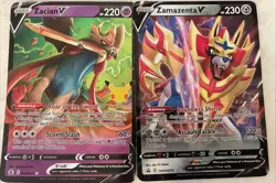 Pokemon Cards (2) Zacian V 2021 Sword And Zamazenta V 2020 Shield Set - Image 1