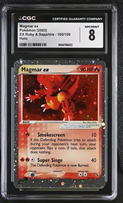 CGC 8 Magmar ex 2003 EX Ruby & Sapphire 100/109 Holo Pokemon Card - Image 1
