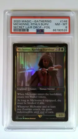 MTG Card Michonne Ruthless Survivor Secret Lair Drop PSA 8 - Image 1