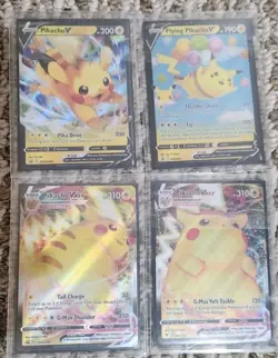 Pikachu Pokemon Card Lot Of 4: V SWSH 285, V006/025, VMAX SWSH286, VMAX 044/185 - Image 1
