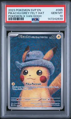 Pokemon TCG Pikachu with Grey Felt Hat SVP Promo #85 EN PSA 10 Full Art Van Gogh - Image 1