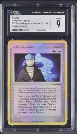 Pokemon Archie CGC 9 Mint EX Team Magma vs Aqua Reverse Holo 71/95 - Image 1