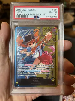 2025 ONE PIECE EN LEARN TOGETHER DECK SET OP11-041 041 NAMI PSA 10 LEADER - Image 1