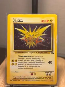 Pokemon TCG Zapdos Fossil 15/62 Holo Rare 80 HP Basic Unlimited English Card - Image 1