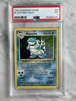 Pokemon TCG Blastoise Holo Rare Card Base Set 2/102, PSA 1 - Image 1