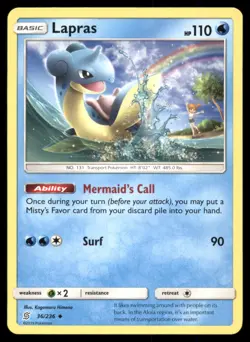 Lapras 36/236 Uncommon Unified Minds Pokemon Moderately Played - Image 1