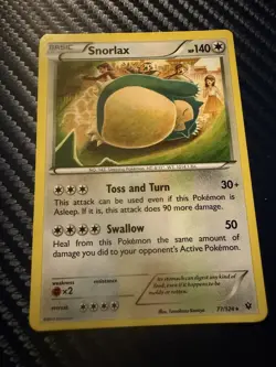 Pokemon Snorlax Rare 77/124 Fates Collide 2016 Basic 140 HP Tomokazu Komiya - Image 1