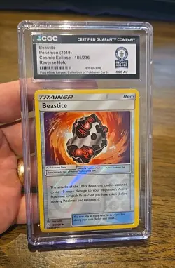 CGC Guinness World Record 1/1 Pokemon Cosmic Eclipse Reverse Holo Beastite 2019 - Image 1