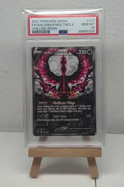 Pokemon 2021 Galarian Moltres V 177/198 Alt Art Chilling Reign PSA Gem Mint 10 - Image 1