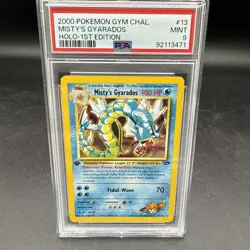 1st Edition 2000 Pokemon Gym Challenge 13/132 Misty's Gyarados Holo PSA Mint 9 - Image 1