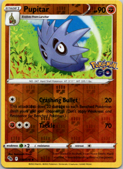 Pupitar 038/078 022 Pokemon GO Pokemon Card TCG Reverse Holo Uncommon - VLP - Image 1