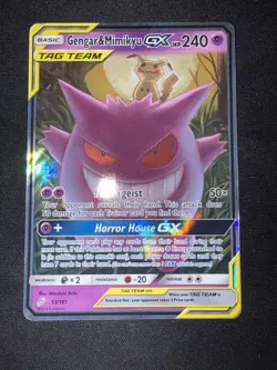 Pokemon Gengar & Mimikyu GX Team Up Holo Card 53/181 Ultra Rare SM - Image 1