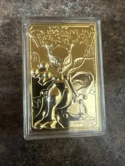 Pokemon 23K Gold Plated Mewtwo Trading Card 1999 Burger King Limited Edition - Image 1