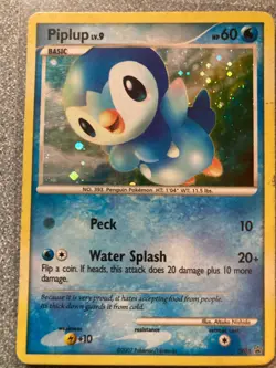 PIPLUP - 2007 POKEMON 60 HP HOLO DP03 DIAMOND & PEARL PROMO GAME PLAYED - Image 1