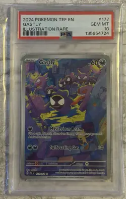 Pokemon 2024 SV05 Temporal Forces Gastly 177/162 Illustration Rare Holo PSA 10 - Image 1