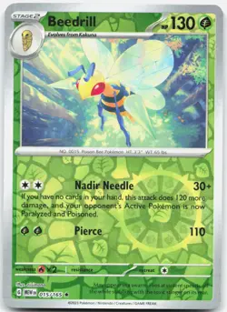 Beedrill 015/165 Rare 151 Pokemon Reverse Holo Near Mint - Image 1