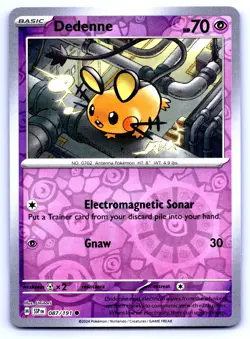 Pokemon Dedenne SV08: Surging Sparks SSP Reverse Holo 087/191 NM Common Uninori - Image 1