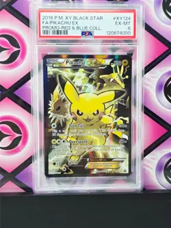 Pokemon XY Pikachu EX XY124 Red & Blue Collection BSP Full Art Excellent-Mint 6 - Image 1