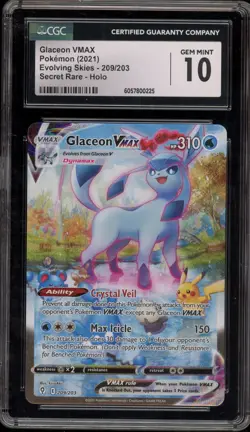 Pokemon Glaceon VMAX Evolving Skies Secret Rare Full Alt Art #209 CGC 10 - Image 1