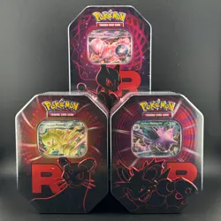 3 Tin Set - Destined Rivals SV10 Pokemon - Mewtwo Nidoking Persian Bundle Rocket - Image 1