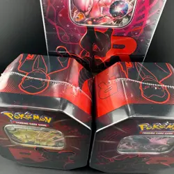 3 Tin Set - Destined Rivals SV10 Pokemon - Mewtwo Nidoking Persian Bundle Rocket - Image 2