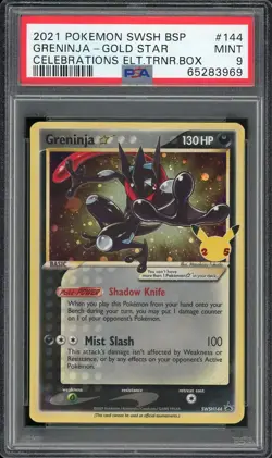 2021 Pokemon Celebrations ETB Greninja Gold Star BSP Promo SWSH144 PSA 9 MINT - Image 1