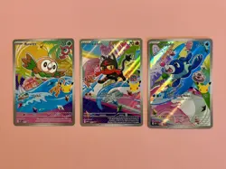 Pokemon TCG First Partner Illustration Collection Gen 7 Starters Cards - Image 1