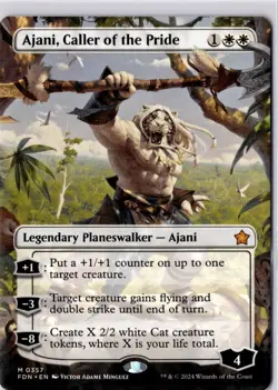 Ajani, Caller of the Pride (Borderless) Foundations Regular NM M 0357 - Image 1