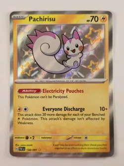 Pokemon Pachirisu TCG Card Paldean Fates Shiny Holo Secret Rare 138/091 - Image 1
