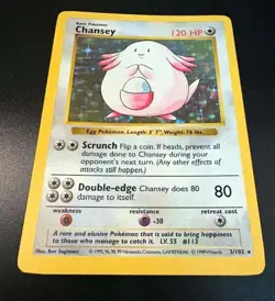 Pokemon TCG Card Chansey Base Set Shadowless 3/102 WOTC Vintage 1999 - Image 1