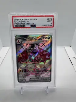 Pokemon TCG Charizard EX SVP Black Star Promo 074 Holo Card Paldean Fates PSA 9 - Image 1