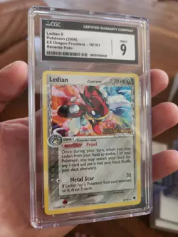CGC 9 MINT Pokemon Ledian 18/101 EX Dragon Frontiers Reverse Holo STAMPED Card - Image 1