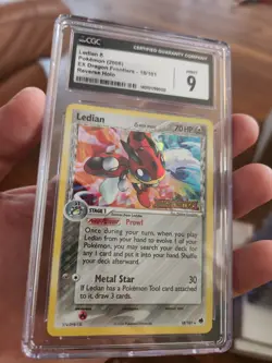 CGC 9 MINT Pokemon Ledian 18/101 EX Dragon Frontiers Reverse Holo STAMPED Card - Image 2