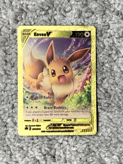 Eevee V HP190 Collect Blackstar Promo Gold Foil Fan Art Display Card - Image 1