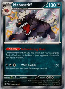 Mabosstiff 188/091 Shiny Rare Paldean Fates Pokemon Near Mint - Image 1